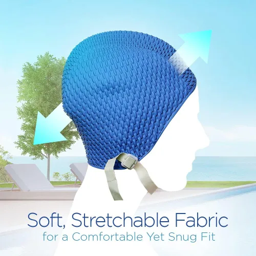 Vista 2 de BeeMo Gorro de Natación de Látex para Mujeres - Gorro de Natación de Goma - Suave Cómodo Elástico Elegante Diseño de Corte Bajo Protege el Cabello