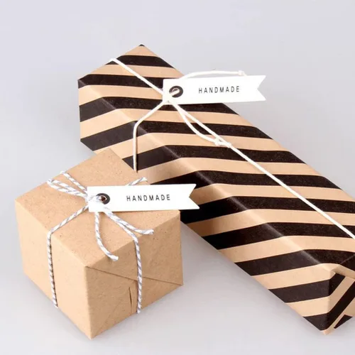 Vista 4 de 150 etiquetas de regalo de alta calidad con cuerda de papel de estraza para regalo, etiquetas de agradecimiento para regalos, artes y manualidades