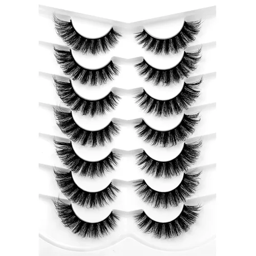 Vista 56 de Pooplunch - Pestañas postizas estilo ojo de gato, extensión de volumen 8D natural, finas, cortas, de visón sintético, tiras de pestañas postizas