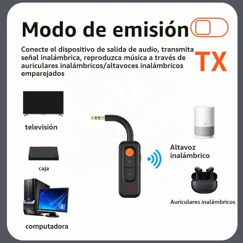 Vista 4 de Transmisor y receptor Bluetooth 5.4, adaptador inalámbrico 2 en 1