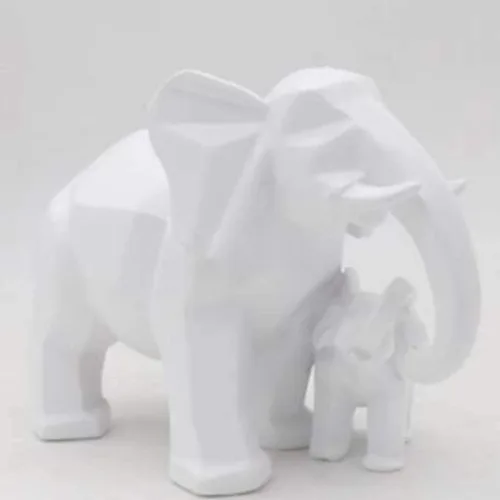 Vista 3 de Estatua de la familia de elefante, figura de elefante para madre y bebé, adornos de Feng Shui para oficina en casa, oficina en casa, color blanco