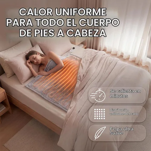 Vista 2 de FILO ESTILO Manta térmica eléctrica de 50 x 60 pulgadas, cable de 8 pies, 6