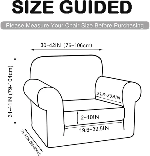 Vista 3 de Andreannie Fundas de terciopelo color crema para sillón, fundas de sofá para sillón, paquete de fundas otomanas (crema)