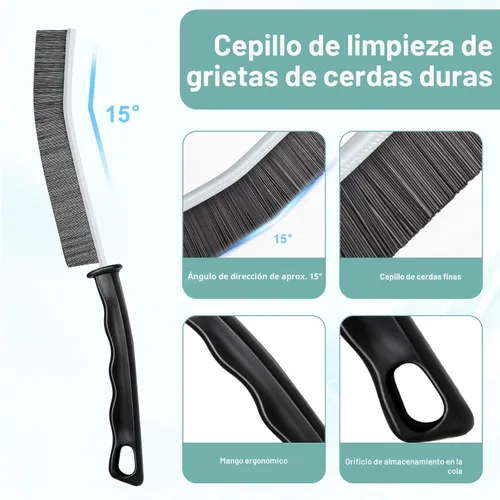 Vista 9 de Cepillo de limpieza de grietas, cepillo de lechada de cerdas duras, herramienta de limpieza de huecos multifuncional nueva 2024, cepillos