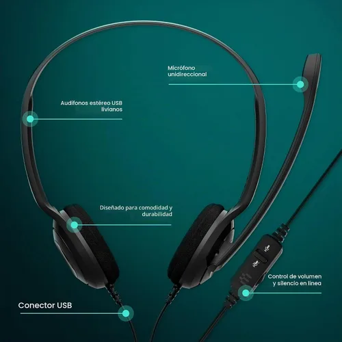 Vista 5 de Sennheiser PC 8 USB - Auriculares estéreo USB para PC y MAC con control de volumen y silencio en línea, color negro