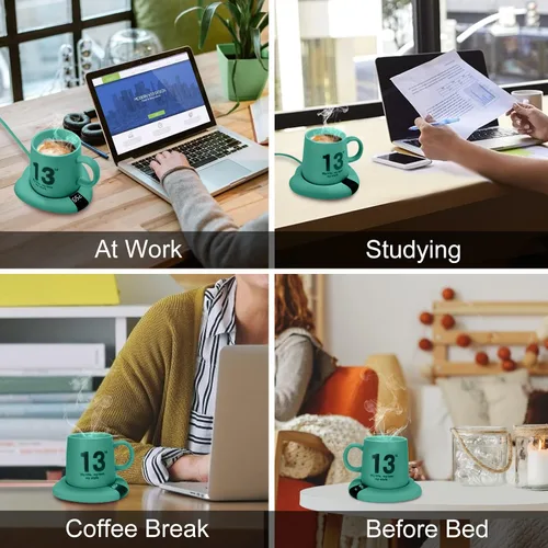 Vista 7 de TRILINK Calentador de taza de café (sin taza), calentador eléctrico de tazas para escritorio, 3 niveles de temperatura, apagado automático