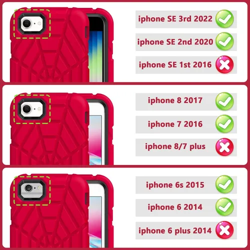 Vista 2 de Grifobes Funda para iPhone SE 2022/2020, para iPhone 8/7/6/6S con [Paquete de 2] Protector de Pantalla de Vidrio Templado, Funda Protectora