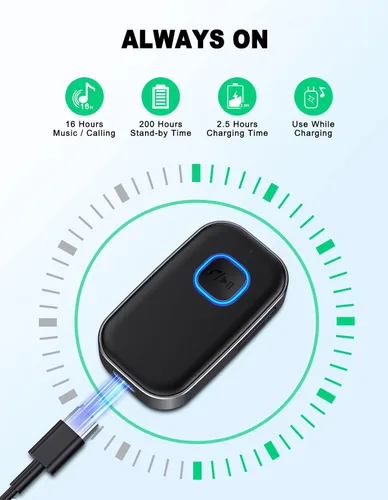 Vista 6 de COMSOON Adaptador AUX Bluetooth para automóvil, receptor Bluetooth con reducción de ruido para música/llamadas manos libres, receptor de audio