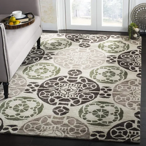 Vista 9 de SAFAVIEH Wyndham Collection - Alfombra decorativa de 2 x 3 pies, beige y azul, hecha a mano, lana moderna, ideal para zonas de alto tráfico