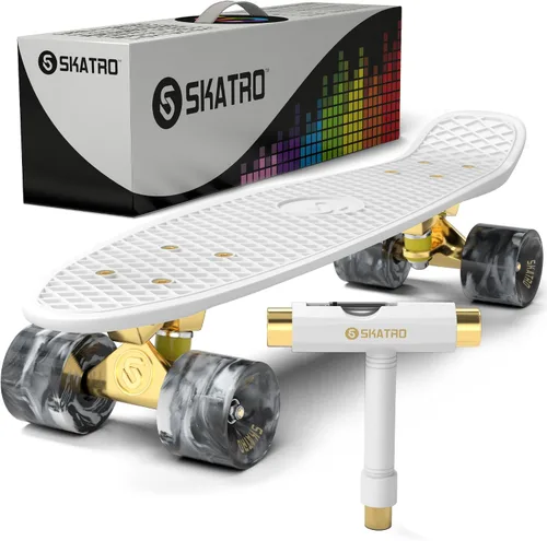 Vista 10 de Skatro - Monopatín modelo mini cruiser. Tablero de plástico de estilo retro de 22 x 6 pulgadas.Viene completo.