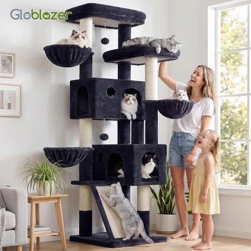 Vista 8 de Globlazer Árbol grande para gatos, torre de escalada para gatos de 72 pulgadas de alto para gatos adultos grandes, muebles de varios niveles con 2