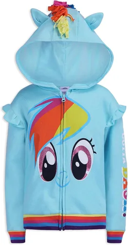 Vista 3 de My Little Pony Hasbro Rainbow Dash, Twilight Sparkle y Pinkie Pie - Sudadera con capucha y cremallera para niñas pequeñas