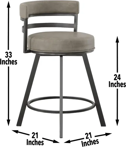 Vista 3 de Steve Silver Furniture Gene Taburete giratorio de 24 pulgadas de altura del asiento, giratorio de 60 grados, diseño moderno/de mediados de siglo