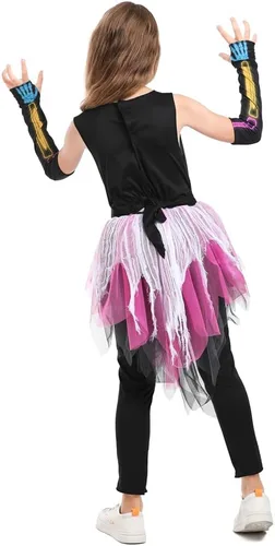 Vista 7 de Seasons Disfraz de esqueleto fantasmal colorido de huesos de Halloween para niñas