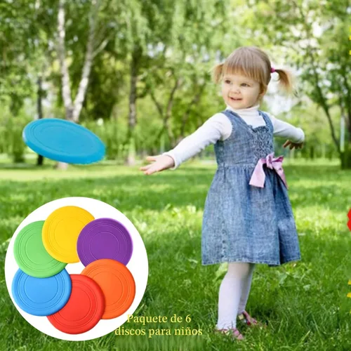 Vista 8 de Juguete de disco volador para niños, juego de césped, para jardín de infantes, juguete de silicona suave, colorido, paquete de 6 unidades a granel