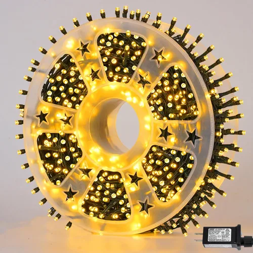 Vista 9 de QITONG Guirnalda de 500 luces LED de Navidad de 165 pies para exteriores, impermeable, luces multicolor con 8 modos, cable verde, luces parpadeantes