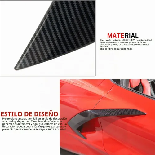 Vista 6 de crosselec Cubierta de salida de aire lateral de cuerpo exterior de fibra de carbono para Chevrolet Corvette C8 2020-2025