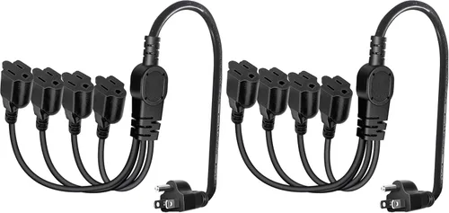 Vista 7 de Cable de extensión de alimentación de 1 a 3 divisor en Y, protector de salida de cable resistente de 3 clavijas para interiores y exteriores, NEMA
