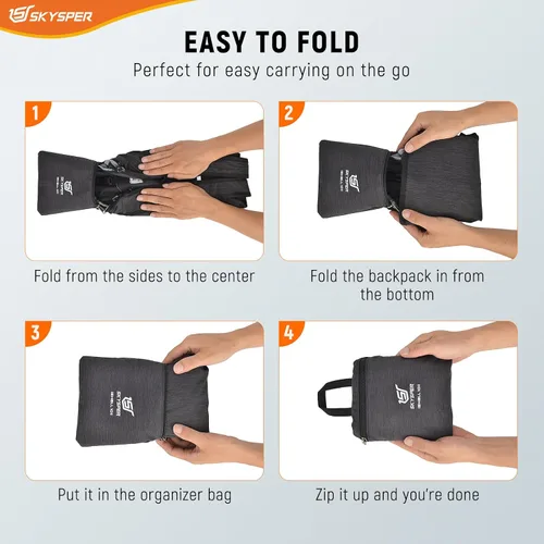 Vista 2 de SKYSPER Mochila de senderismo pequeña plegable de 10 litros, plegable, ligera, para senderismo, viaje, para mujeres y hombres