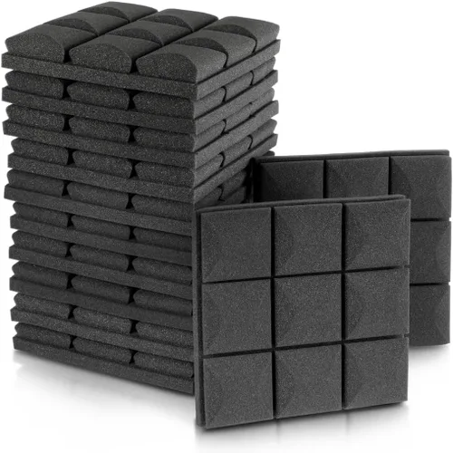 Vista 4 de Panel de espuma acústica de alta densidad de 12 x 12 x 2 pulgadas, paquete de 12 paneles acústicos, paneles de espuma a prueba de sonido, paneles