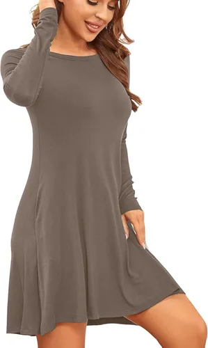 Vista 4 de HiMONE Womens 2023 Long Sleeve Pocket Casual Loose T-Shirt Dress
