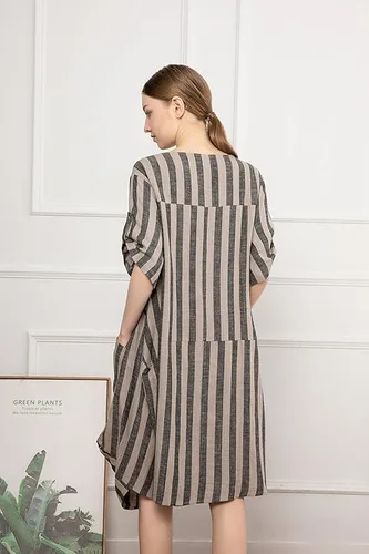 Vista 5 de Minibee - Vestidos casuales por debajo de la rodilla, holgados, con volantes y bolsillos para mujer