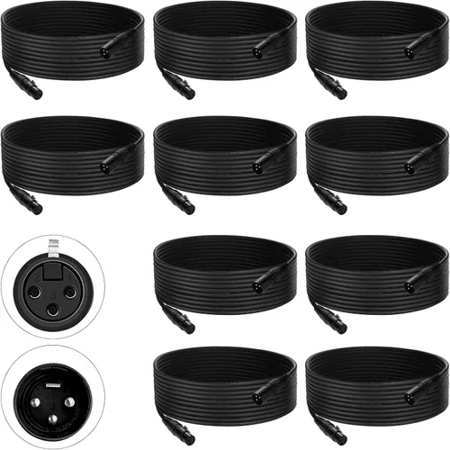Vista 7 de Cable DMX de 100 pies, paquete de 2 cables flexibles de señal XLR de 3 pines macho a hembra, adecuado para señal de iluminación de escenario, cables