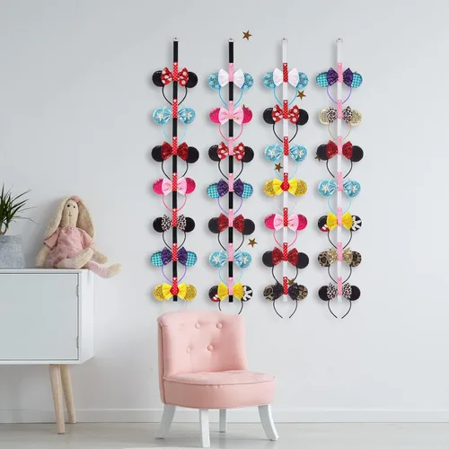 Vista 6 de Nuolich Soporte para diadema de orejas de ratón, organizador vertical de lunares, para colgar en la pared, decoración de accesorios para el cabello