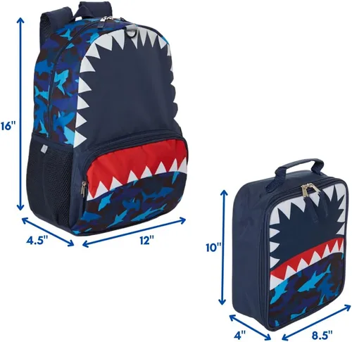 Vista 2 de Mochila con lonchera para niños o niñas, Shark Camo, Portátil