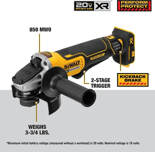 Vista 2 de Amoladora sin escobillas DeWalt DCG413B 20V XR, 20V. 4.5 pulgadas (no incluye batería)