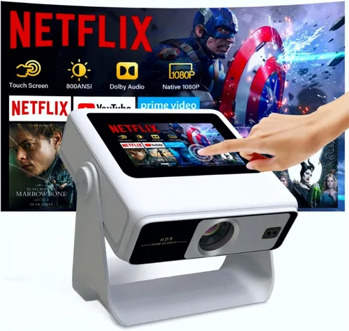 Vista 11 de Smart Projector【TouchScreen/Built-in APPs/Auto Focus Keystone】 4K Support with wifi and bluetooth Outdoor Projector, Dual-Screen Sync, for Home