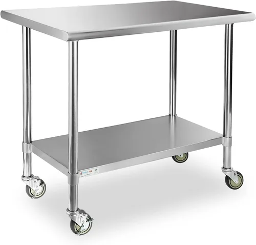Vista 29 de STABLEINK Mesa de acero inoxidable con protector contra salpicaduras de 30 Con Backsplash