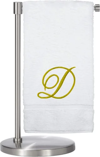 Vista 89 de Script R - Toalla de baño con monograma, regalo personalizado, 27 x 54 pulgadas, juego de 1 toalla bordada con texto dorado, 100% algodón turco Navy