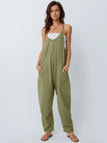 Vista 2 de AUTOMET - Enterizos para mujer, casuales, de verano, cómodos, sueltos, holgados, modernos Verde Armada (ArmyGreen)