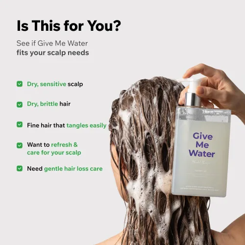 Vista 3 de GiveMeWater Shampoo - Solución profesional para la pérdida de cabello para hidratar y calmar el cuero cabelludo seco (12.17 fl oz)