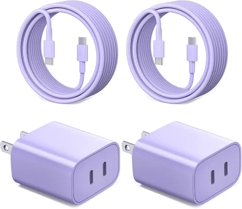 Vista 8 de Cargador de carga rápida para iPhone 17, cargador de pared USB C de doble puerto de 40 W, bloque de carga rápida con cable de carga USB C a C de 6