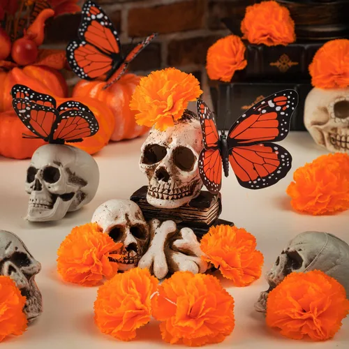 Vista 2 de 120 cabezas de flores de caléndula con decoraciones de mariposa MarigoldandButterfly-120pcs