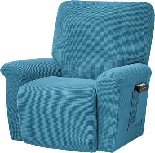 Vista 29 de CONRUSER Fundas elásticas para sillas reclinables, funda suave de 4 piezas, funda gruesa para sofá individual, funda de jacquard con bolsillo