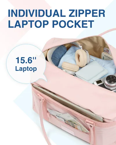 Vista 5 de BAGSMART Bolsa de viaje, rosa-2 piezas, Bolsa de viaje