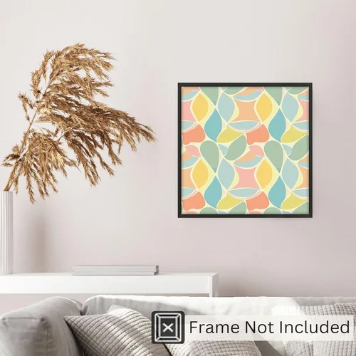Vista 5 de Ethan Taylor Abstract Wall Art Prints Unframed Square Posters 'Retro 70s Hippie Groovy Pattern XVIII' Retro Home Décor for Living Room, Bedroom