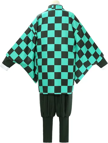 Vista 4 de Disfraz de Tanjirou para cosplay, unisex, para adulto, chaqueta, uniforme con aretes