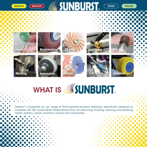 Vista 4 de Dedeco Sunburst - Discos de cerdas radiales TC de 4 capas de 7/8 pulgadas - Juego de herramientas rotativas termoplásticas de precisión de limpieza
