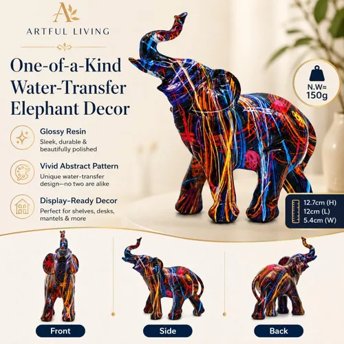 Vista 6 de Estatua de elefante, para mujer, coloridas figuras de elefante de resina, regalos de elefante para mujer, decoración de elefante para el hogar