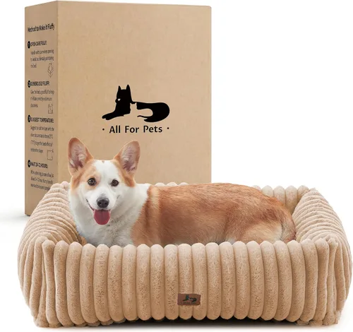 Vista 13 de Cama lavable para perros pequeños y medianos, cama rectangular ortopédica de forro polar de pana para mascotas con funda extraíble y parte inferior