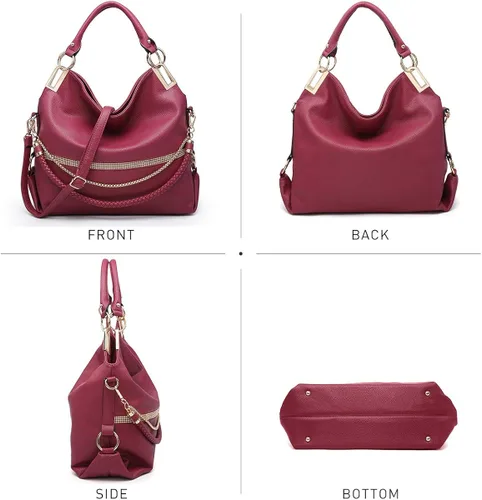 Vista 2 de Dasein Purses for Women Vegan Leather Handbags Rhinestones Hobo Bags Tote Purse Shoulder Bag Ladies Handbag