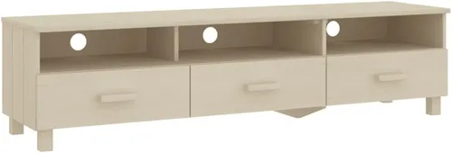 Vista 2 de Consola de TV, gabinete multimedia, centro de entretenimiento, consola de TV, gabinete de TV HAMAR color marrón miel, 62.2 x 15.7 x 15.7 pulgadas