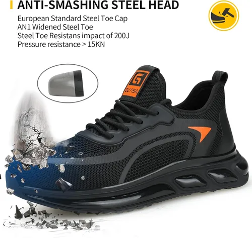 Vista 2 de Zapatos de punta de acero para hombres, zapatos compuestos para hombres de trabajo para mujeres, zapatos de seguridad con punta de acero, ligeros