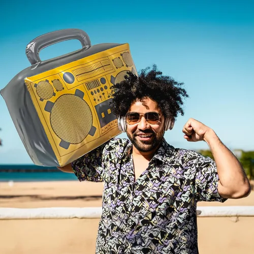 Vista 5 de Boombox inflable grande Caja inflable Caja de auge de hip hop de los años 80 Boombox de la vieja escuela Estéreo inflable de los años 90