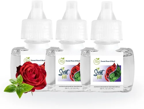 Vista 7 de Scent Fill Ambientador 100% natural de cereza y almendra con enchufe, recambios de aceite perfumado, 3 recambios