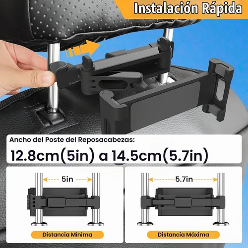 Vista 3 de najiaxiaowu Soportes para Tabletas PC Paquete de 2 Soporte para Tableta para Coche, Soporte para Reposacabezas de iPad para iPad/Teléfonos